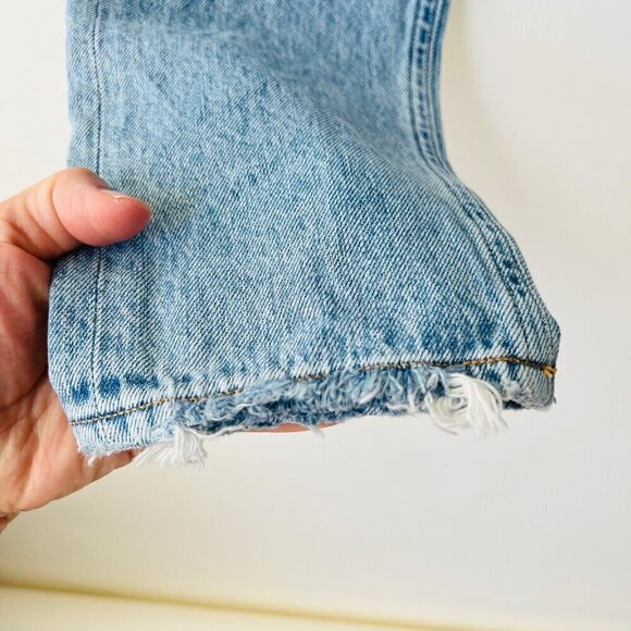 Agolde Distressed knees ankle high rise slim legs jeans, blue, Size 25 M50 - Picture 9 of 13